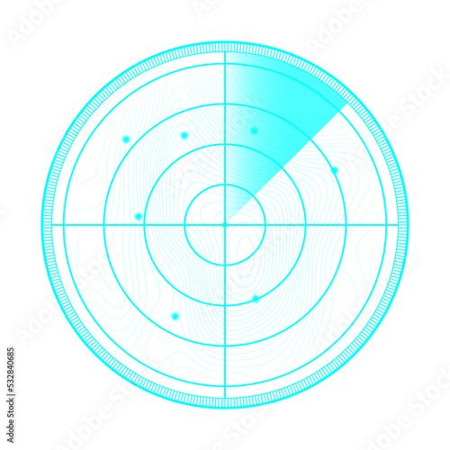 Realistic radar in searching. Radar screen with the aims.  stock illustration.