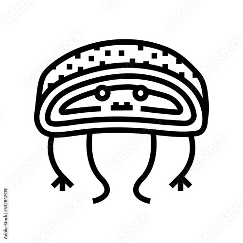 apple strudel dessert character line icon vector. apple strudel dessert character sign. isolated contour symbol black illustration