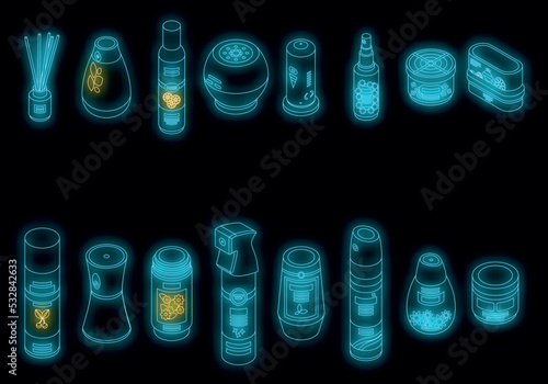 Air freshener icon. Isometric of air freshener vector icon neon color on black