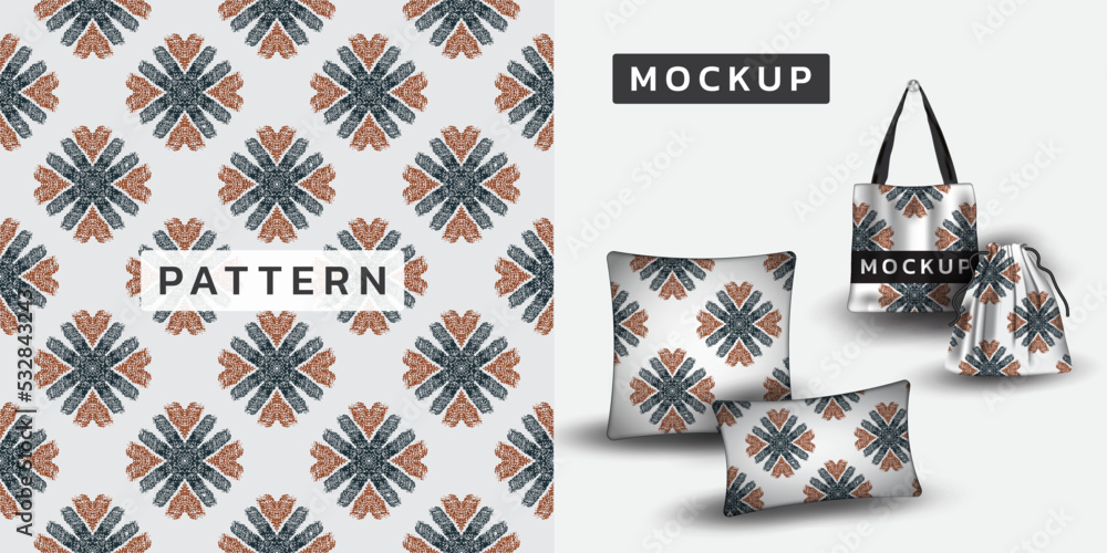 Retro fabric pattern and mockup Vector illustration Retro fabric pattern and mockup Vector illustration