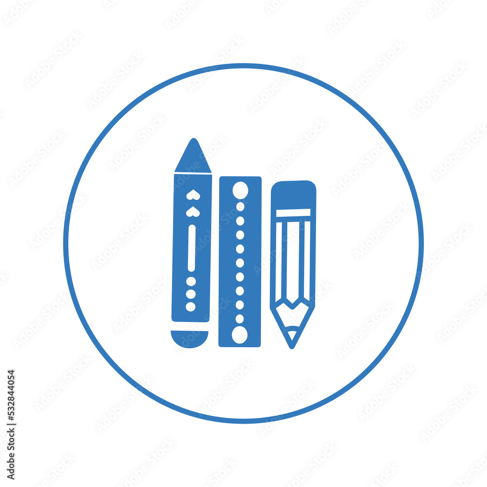 Artistic pencil and scale icon | Circle version icon | Artistic pencil and scale icon | Circle version icon |