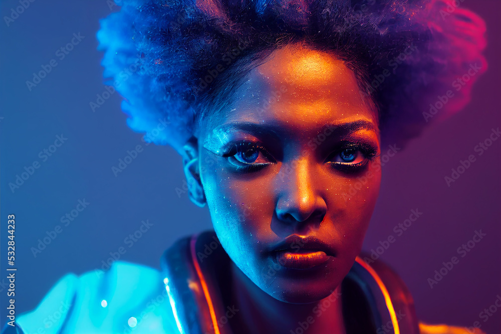 cyberpunk female character in neon lights cyberpunk female character in neon lights