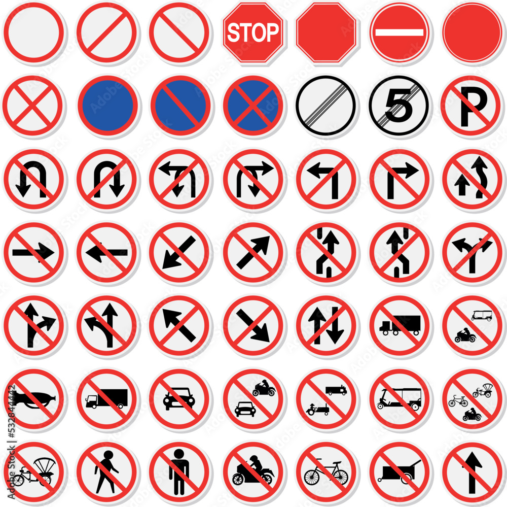 set of icons traffic not allowed signs