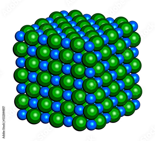 Fotografia Sodium chloride (rock salt, halite, table salt), crystal structure