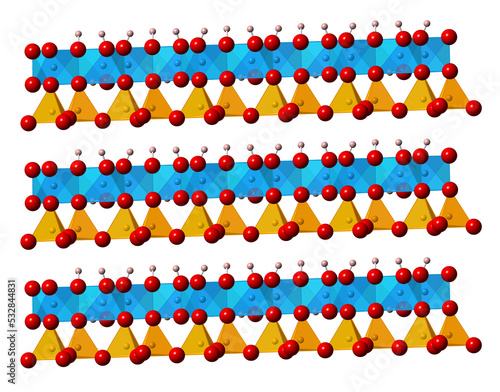 Kaolinite clay mineral, crystal structure. photo