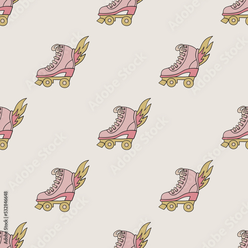 Retro rollers vector seamless pattern. Cute repeat background for textile, design, fabric, cover etc.