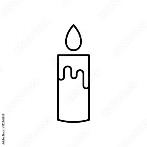 Outline simple burning candle vector icon. EPS 10. Candles light burn concept... Isolated on white.. Illustration candle. Wax or paraffin product sign. Used for dev, app, design, web, ui, print, ux.