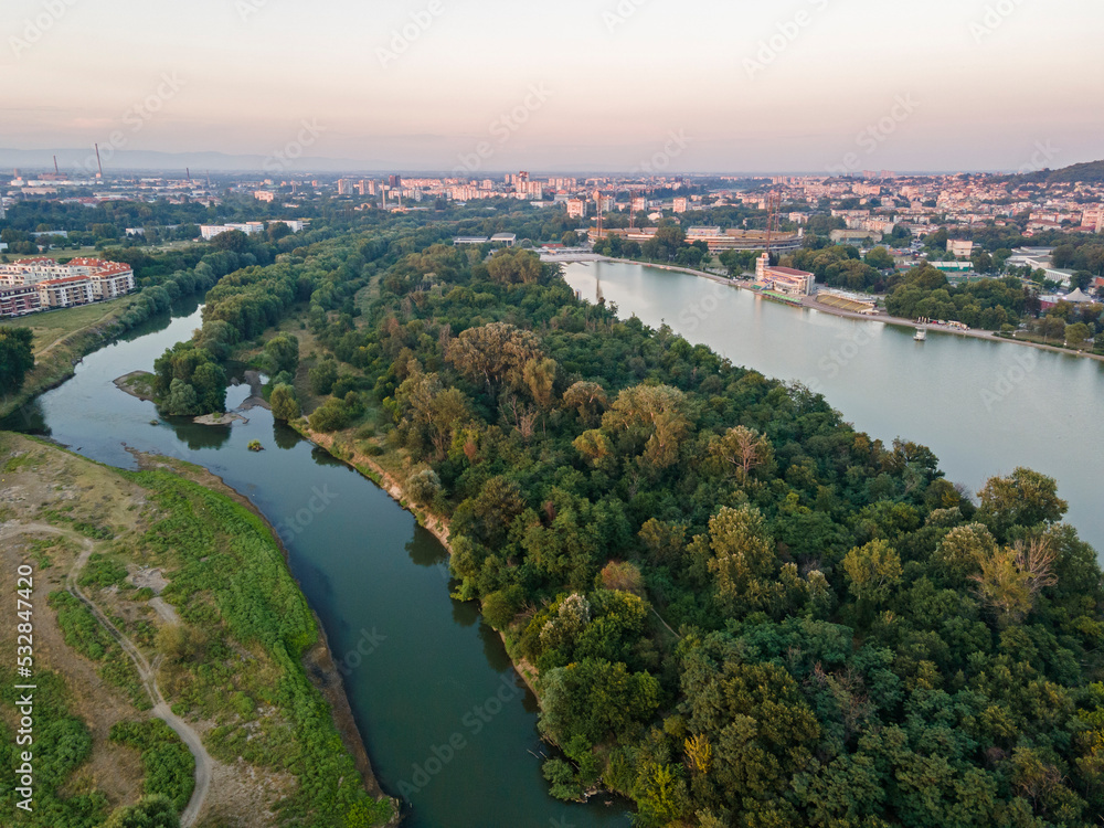 Sunset view of Rowing Venue in city of Plovdiv, Bulgaria