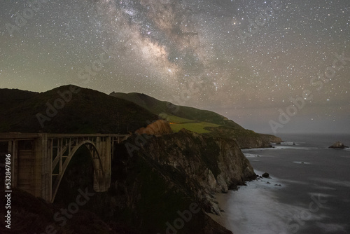 The core of the Milky Way rising over the California coast in Big Sur