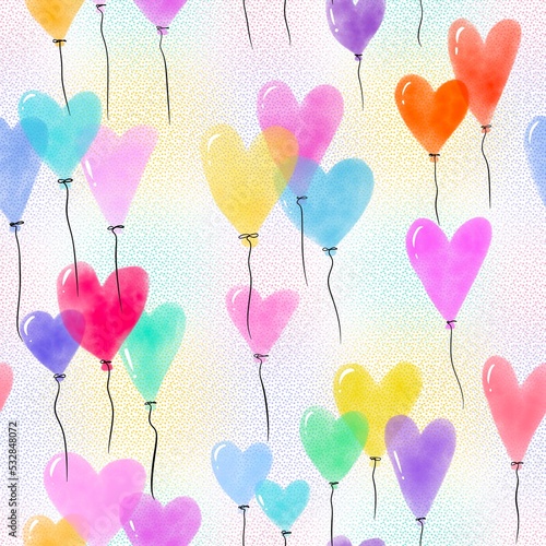 Valentines hearts seamless love balloons pattern for wrapping and kids clothes print and fabrics and gifts box 