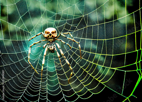 Scary spider in close-up for Halloween, for scary and evil background, 3D rendering