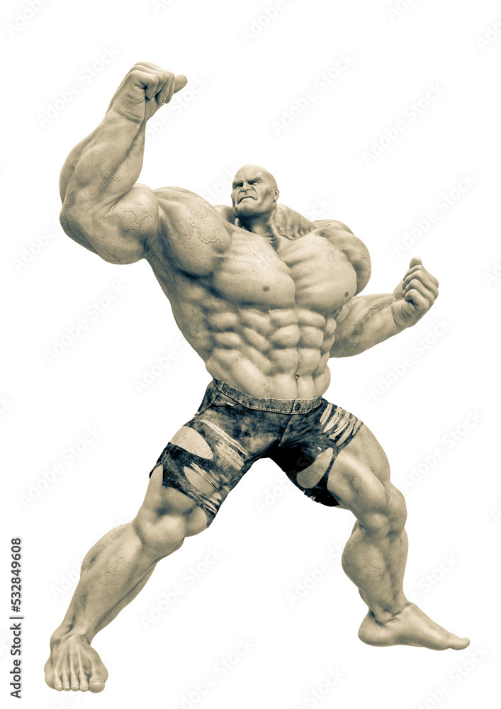 super muscleman will smash your face in a white background