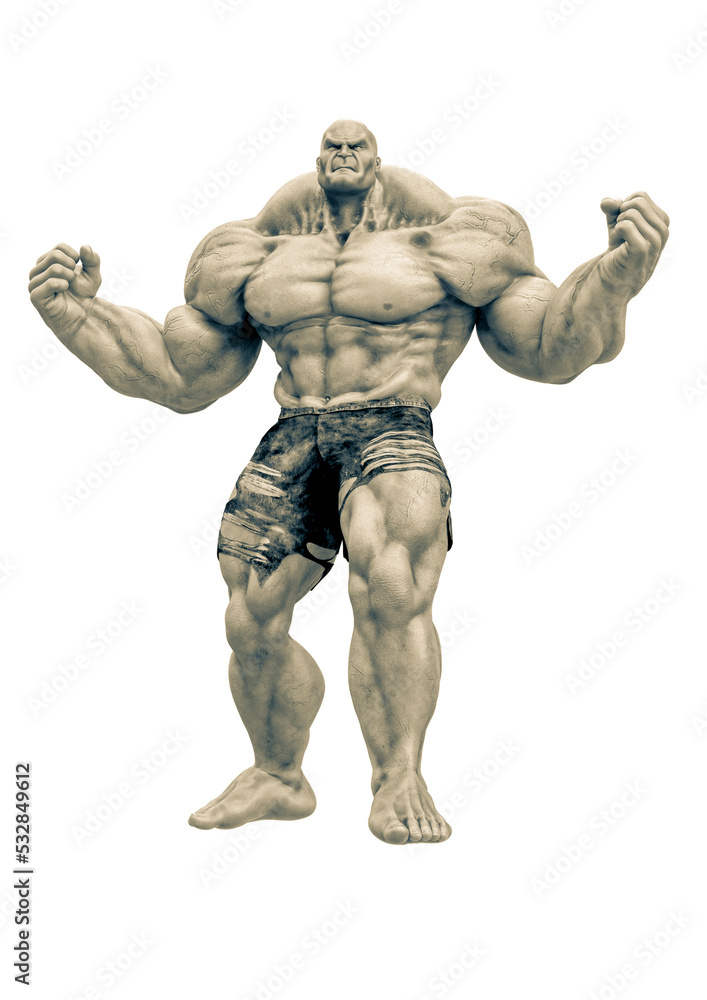 super muscleman will smash your face in a white background