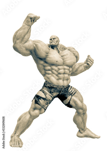 super muscleman will smash your face in a white background