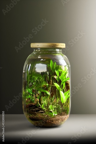 A jungle inside a glass jar