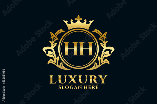 Initial HH Letter Royal Luxury Logo template in vector art for luxurious branding projects and other vector illustration.