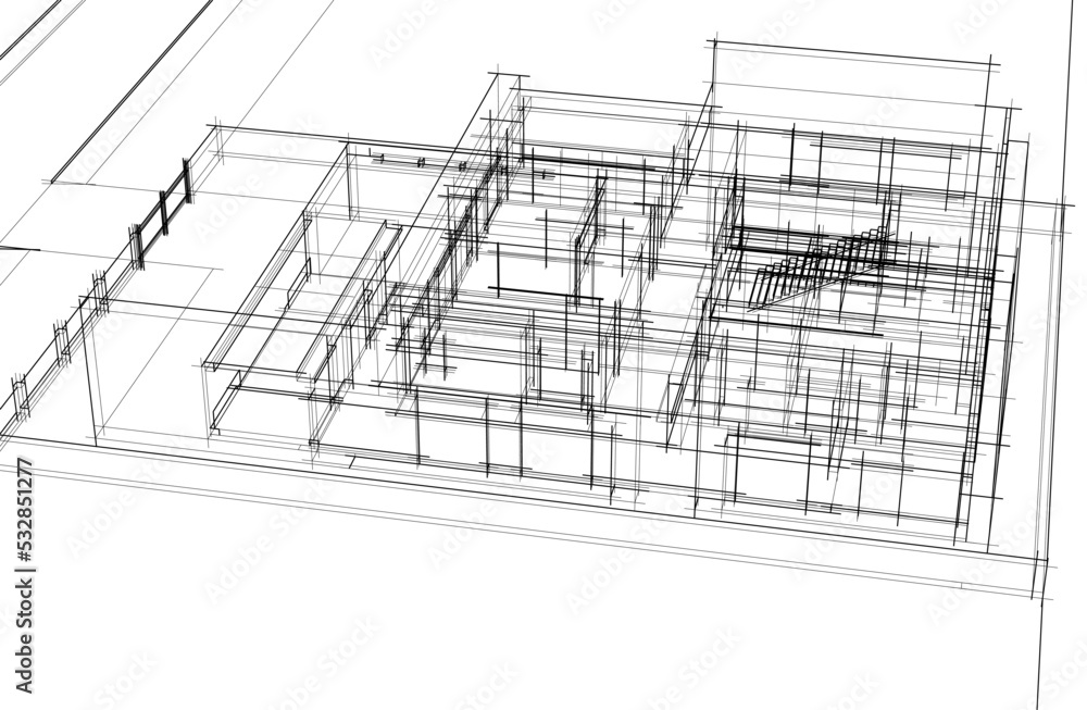 Architectural drawing vector 3d illustration Architectural drawing vector 3d illustration