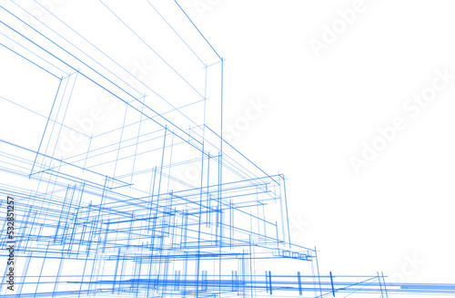 Architectural drawing vector 3d illustration