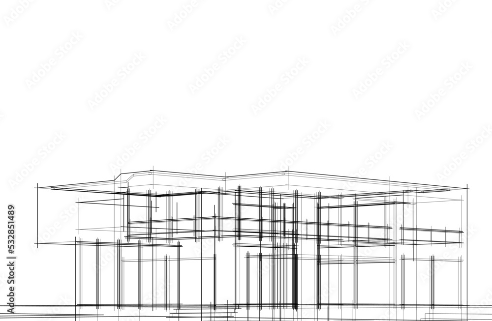 Architectural drawing vector 3d illustration Architectural drawing vector 3d illustration
