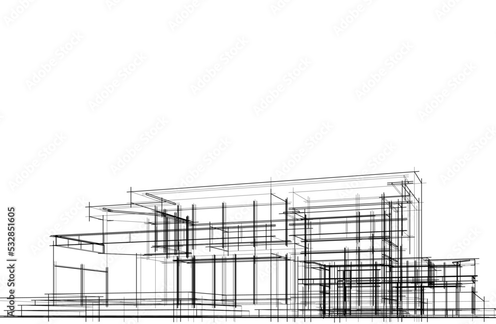 Architectural drawing vector 3d illustration Architectural drawing vector 3d illustration