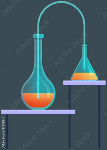 Medical structure and blood components. Flask with biomaterial components, test tube flask with substance for researchers. Liquid laboratory analysis. Chemical lab science medical research laboratory