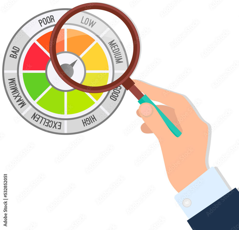 Color scale with arrow from red to green and caliber of emotions. Loupe and measuring device icon tachometer, speedometer, indicators. Colorful infographic gauge element from bad to good, stress scale Color scale with arrow from red to green and caliber of emotions. Loupe and measuring device icon tachometer, speedometer, indicators. Colorful infographic gauge element from bad to good, stress scale
