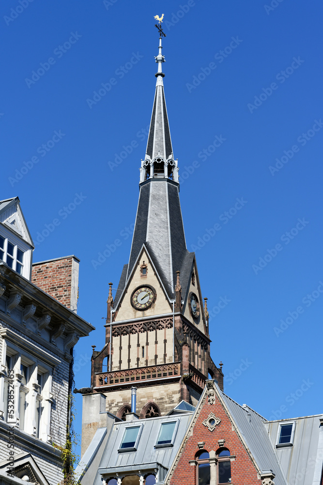 the steeple of the christus church in the belgian quarter of cologne the steeple of the christus church in the belgian quarter of cologne