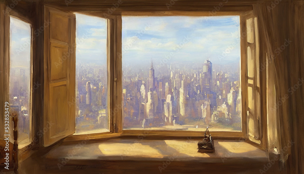 Fototapeta premium City through a window