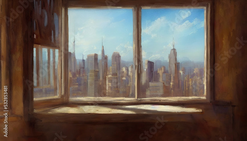 City through a window