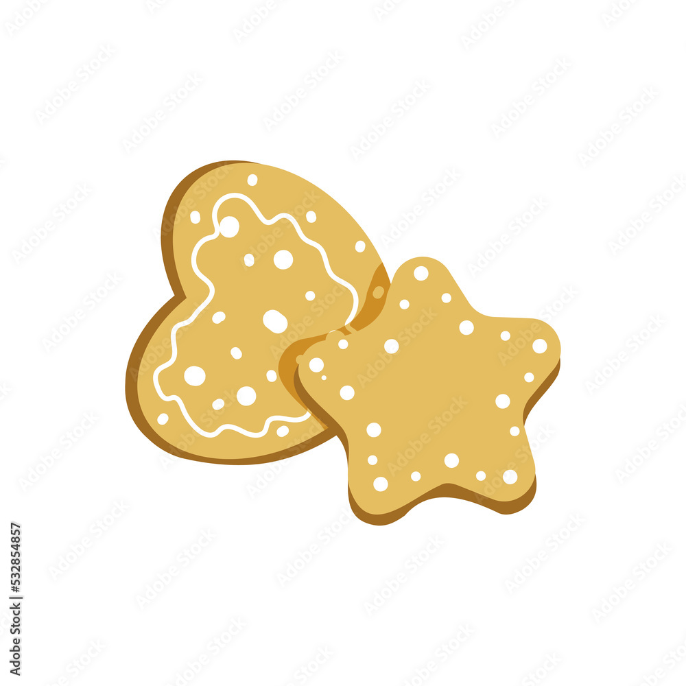 Vector illustration of cookies in flat style. Merry Christmas. The sweets isolated on white background. Vector illustration of cookies in flat style. Merry Christmas. The sweets isolated on white background.