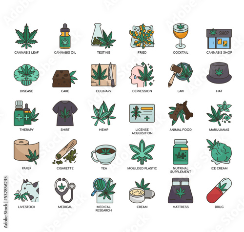 Set of Cannabis thin line icons for any web and app project.