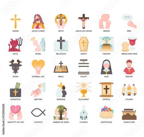 Set of Christianity thin line icons for any web and app project.