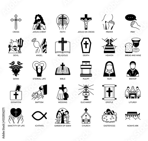 Set of Christianity thin line icons for any web and app project.