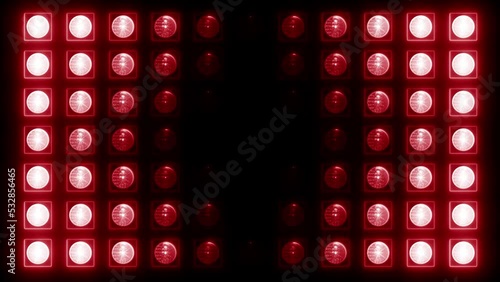flashing Led wall light. Animation of flashing light bulbs on led wall or projectors for stage lights. Flashes on 26 different screens  4K video