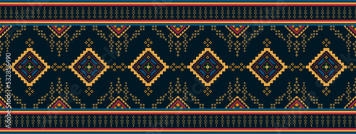 Ikat ethnic seamless pattern home decoration design. Aztec fabric carpet boho mandalas textile decor wallpaper. Tribal native motif flower traditional embroidery vector background 