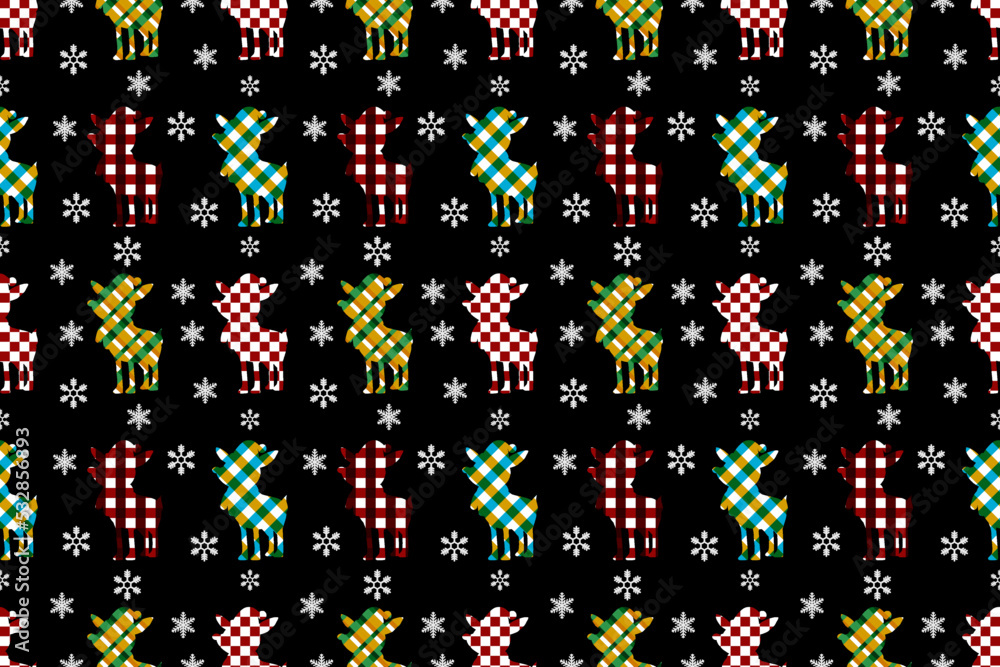 Christmas seamless pattern design. Santa, Christmas tree, snowflakes, Christmas leaves, berries, snowman, gift, wallpaper background Christmas seamless pattern design. Santa, Christmas tree, snowflakes, Christmas leaves, berries, snowman, gift, wallpaper background
