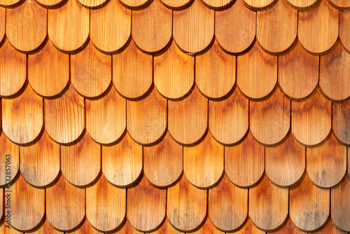 pattern of wooden roof shingles photo