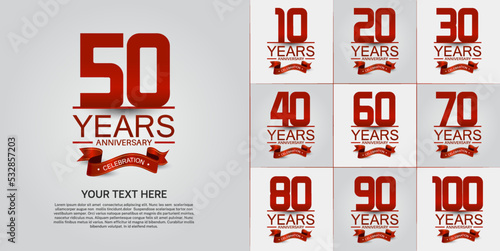 set of anniversary with red color can be use for celebration moment
