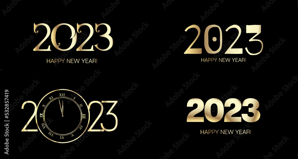 2023 Happy New Year Poster Design. Winter Holiday Celebration Border.