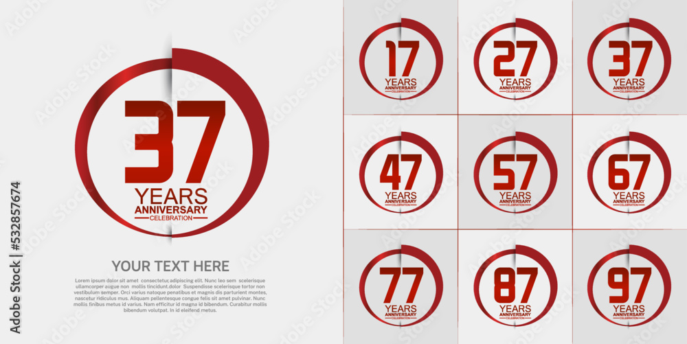 set of anniversary with red color can be use for celebration moment set of anniversary with red color can be use for celebration moment