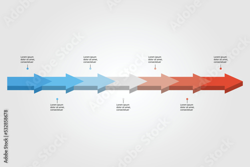 arrow timeline graph chart template for infographic for presentation for 7 element
