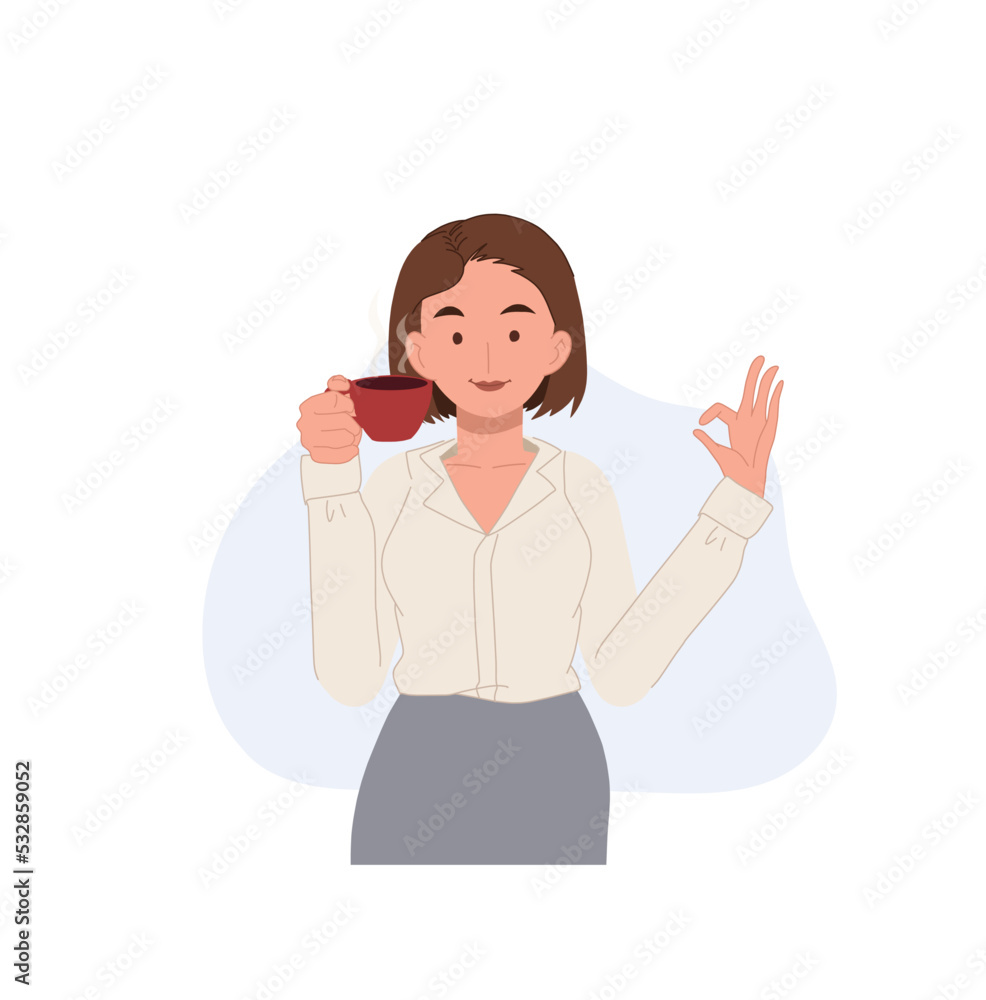 Office Coffee Break concept. Businesswoman having coffee break. Vector illustrations. Office Coffee Break concept. Businesswoman having coffee break. Vector illustrations.