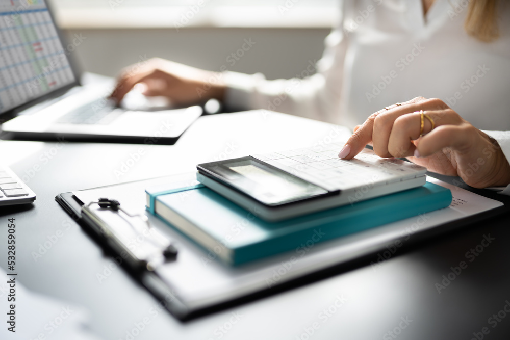 Tax Account Using Calculator. Business Ledger Record Tax Account Using Calculator. Business Ledger Record