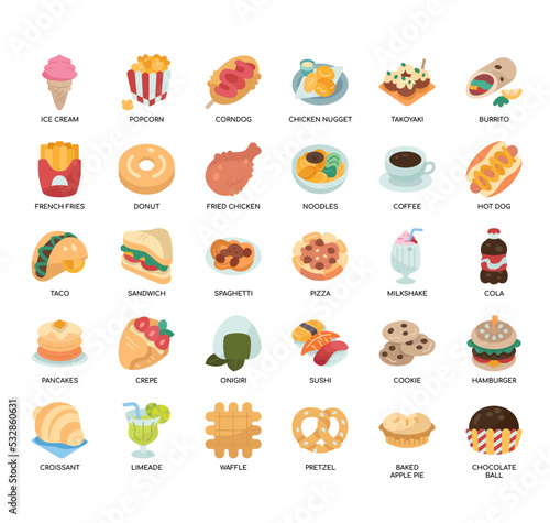 Set of Fastfood thin line icons for any web and app project.