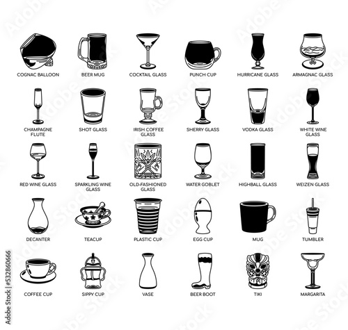 Set of Glassware thin line icons for any web and app project.