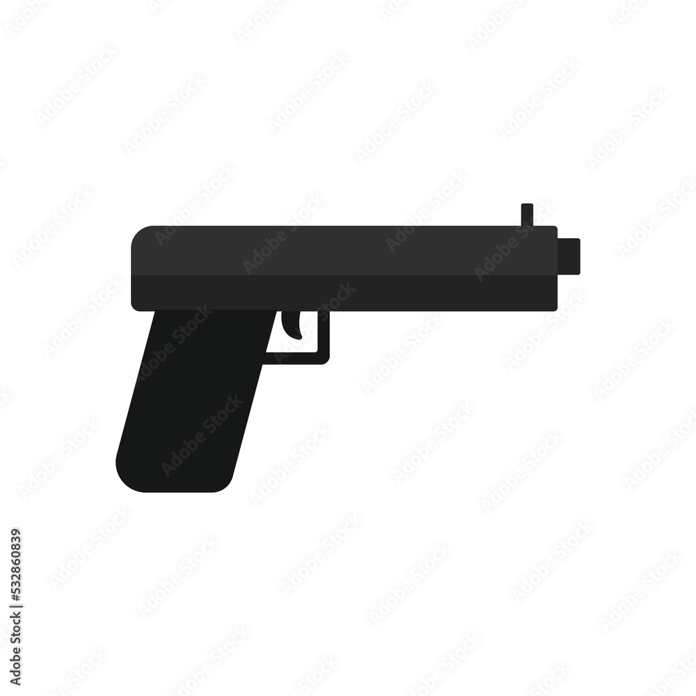 Vector graphic of pistol. Black pistol or gun illustration with flat design style. Suitable for content design assets Vector graphic of pistol. Black pistol or gun illustration with flat design style. Suitable for content design assets