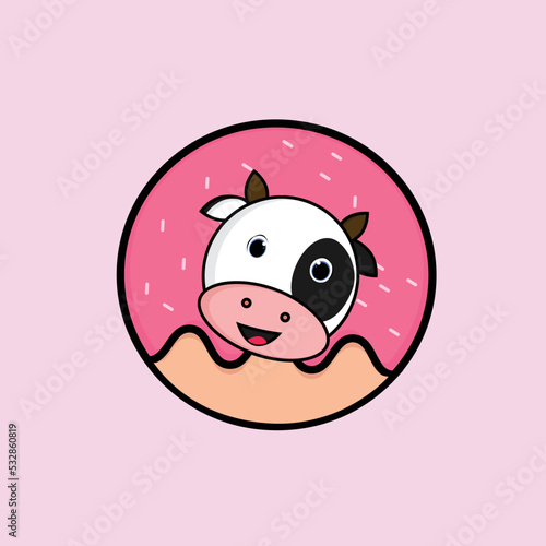 cute mascot caw and donnut