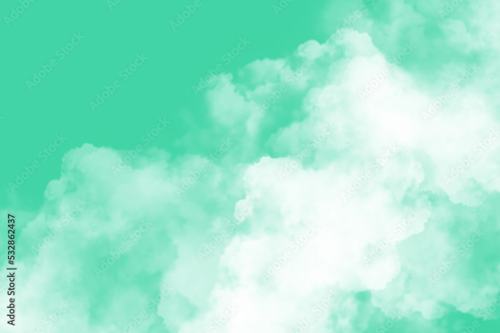White Cloud on Green Background
