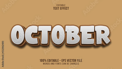 3d october month editable text effect style