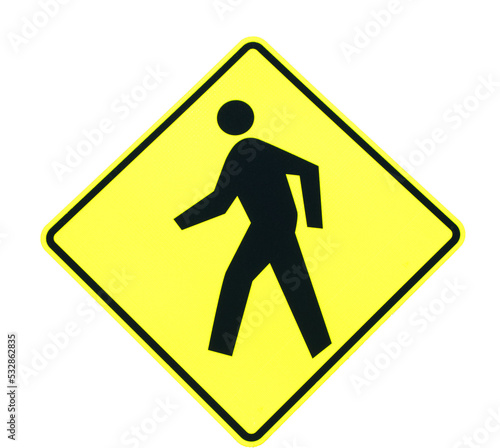 pedestrian crossing sign isolated on transparent background